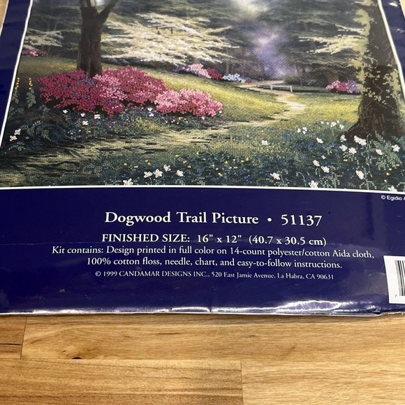 Candamar Embellished Cross Stitch Kit 51137 Dogwood Trail Picture 16" x 12" 1999 - Picture 3 of 5